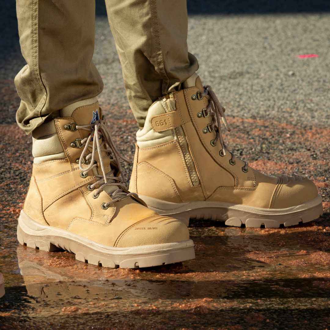 Steel Blue Mens Work Boots Southern Cross Zip S3 - SAND - BIG Boots UK