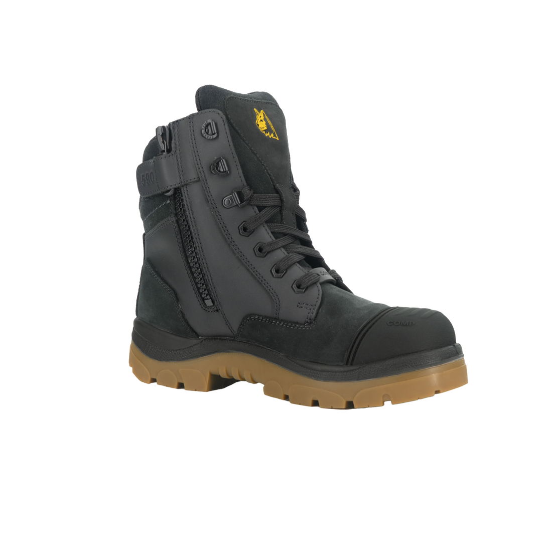 Steel Blue Southern Cross Zip Composite S3 safety boot in Black Amber, 398590-BBG, side view showing industrial zip closure and nubuck leather upper
