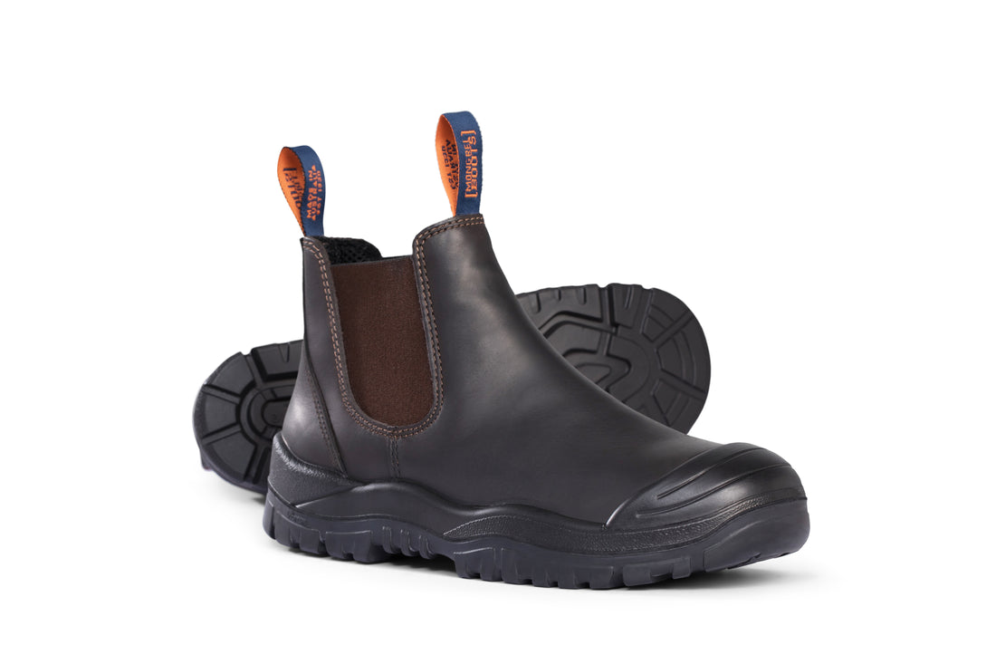 Mongrel 545030 Oil Kip Elastic Sided Safety Boot Brown - Scuff Cap