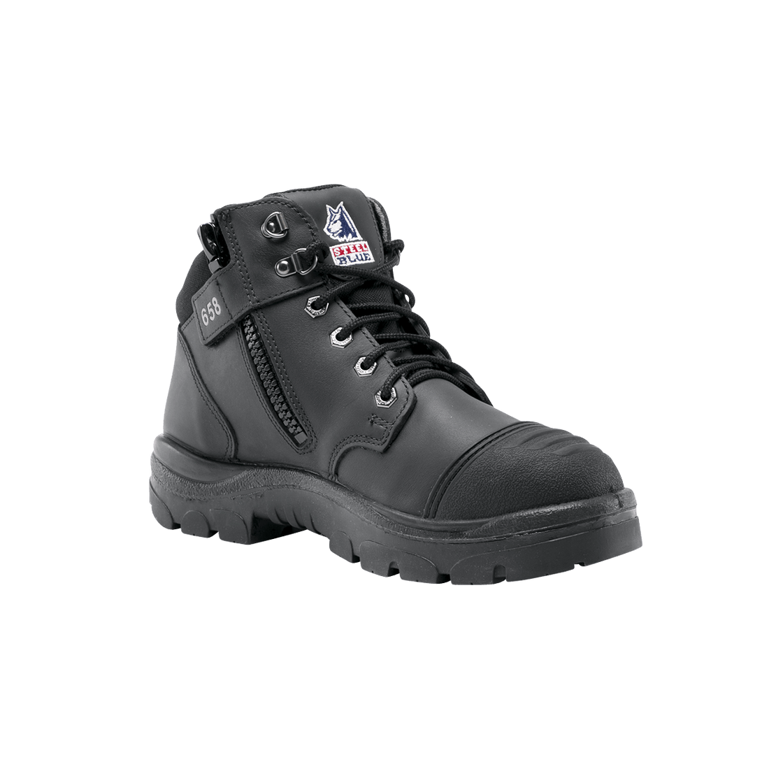 Steel Blue Mens Work Boots Parkes Zip Scuff S3 Black