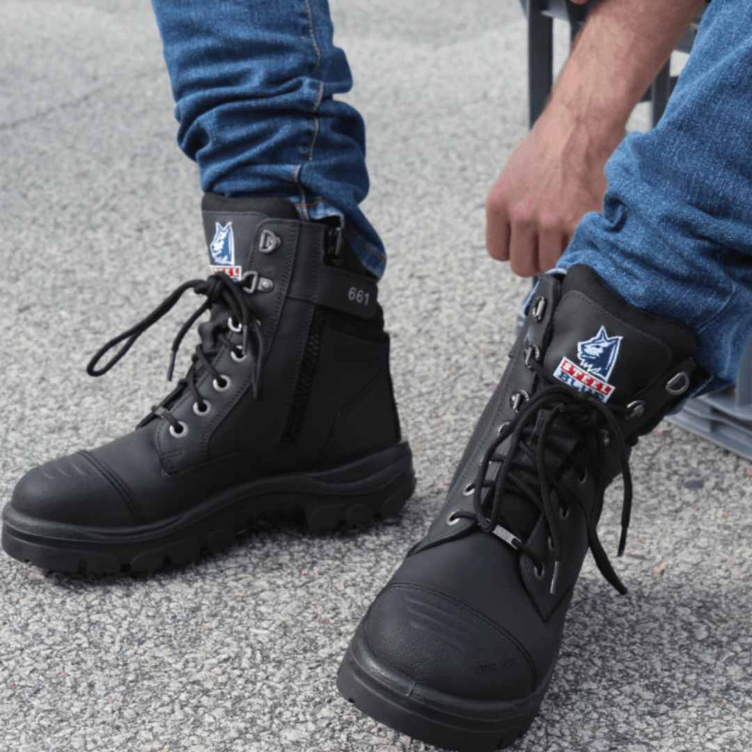 Steel Blue Mens Work Boots Southern Cross Zip GraphTEC™ Scuff S3 - BLACK - BIG Boots UK