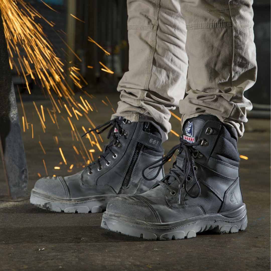Steel Blue Mens Work Boots Southern Cross Zip GraphTEC™ Scuff S3 - BLACK - BIG Boots UK